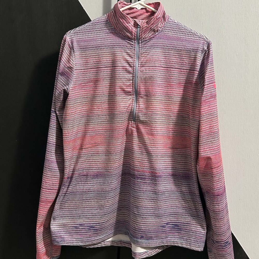 Nike‎ Women's DRI-FIT Pink/Purple Striped 1/2 Zip Pullover Size XL